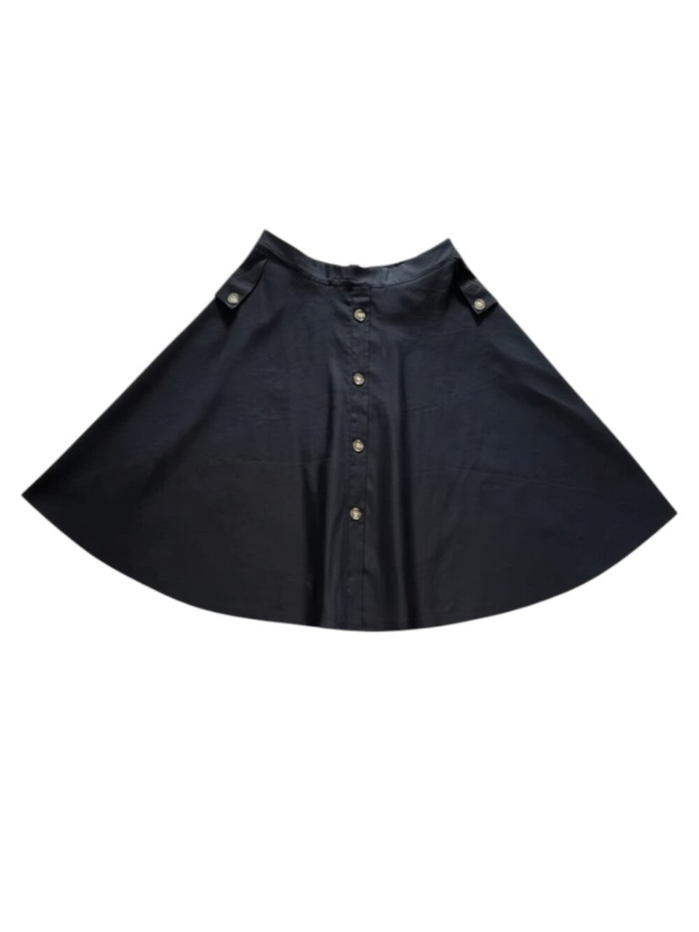 SHEIN Solid Button-Detail Flare Skirt